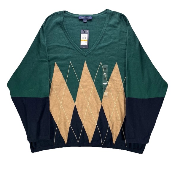 Tommy Hilfiger Other - Tommy Hilfiger Sweater Mens 3X Argyle V Neck Long Sleeve 100% Cotton